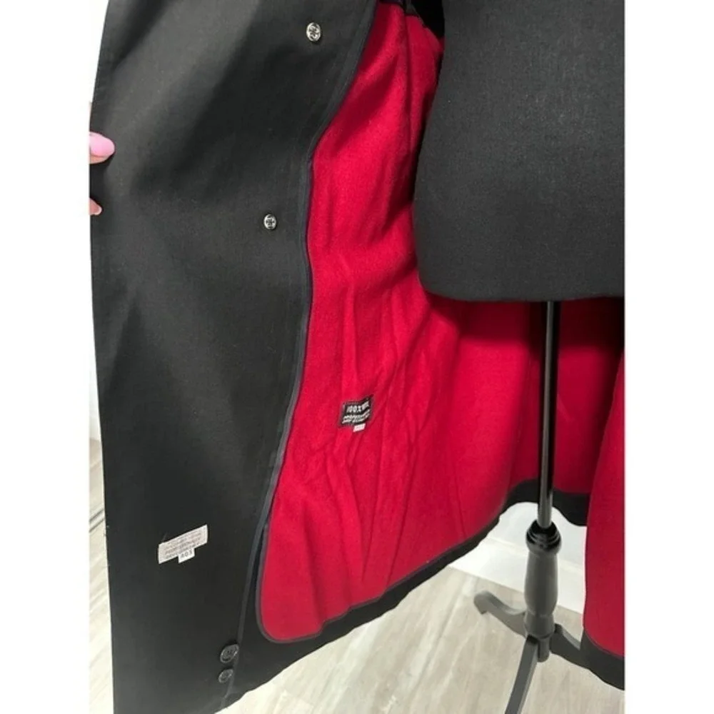 Mens Black Wool Blend Double Breasted Belted Trench Coat 40S
